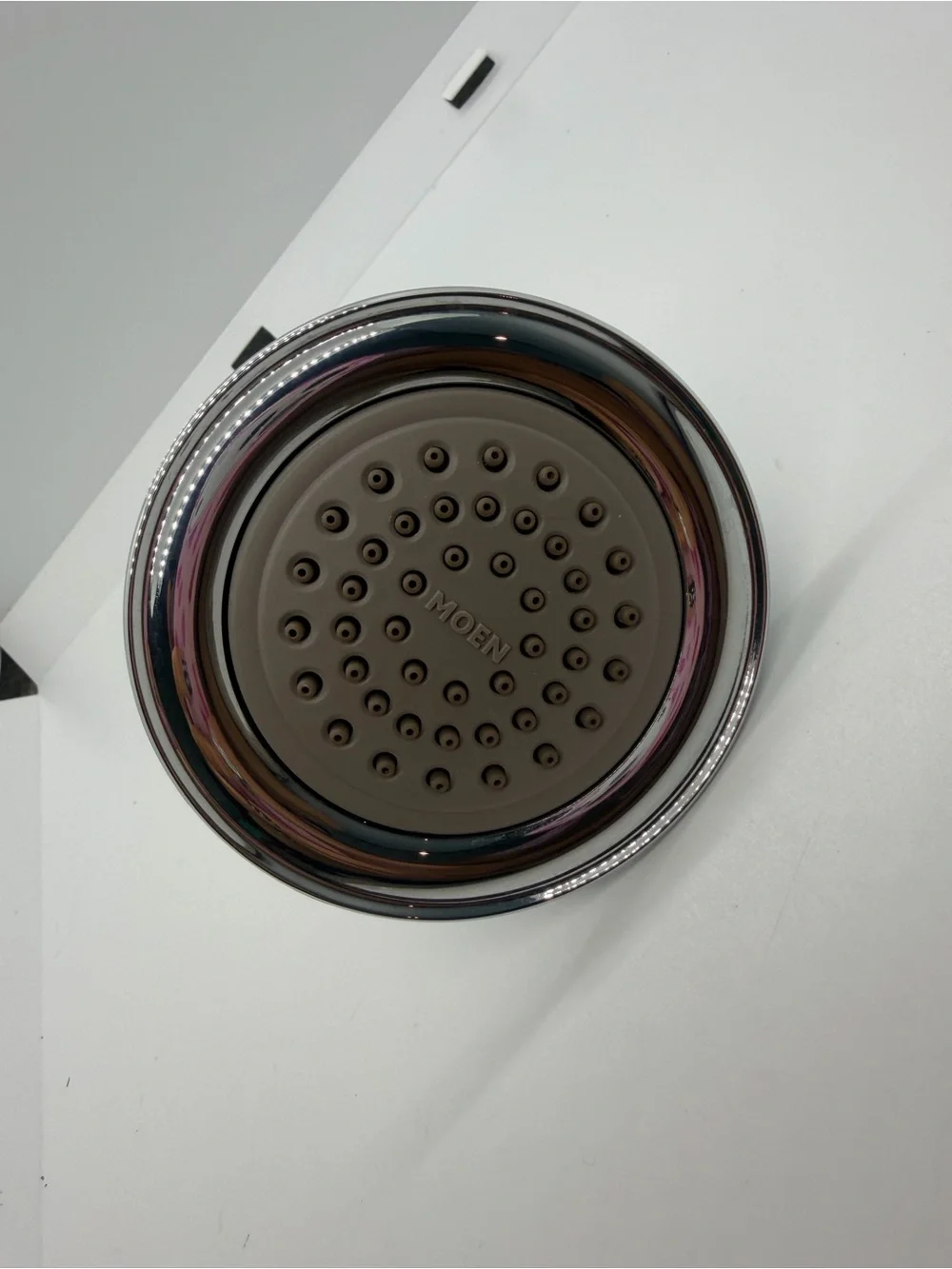 Moen Chrome Showerhead with Taupe Spray Face